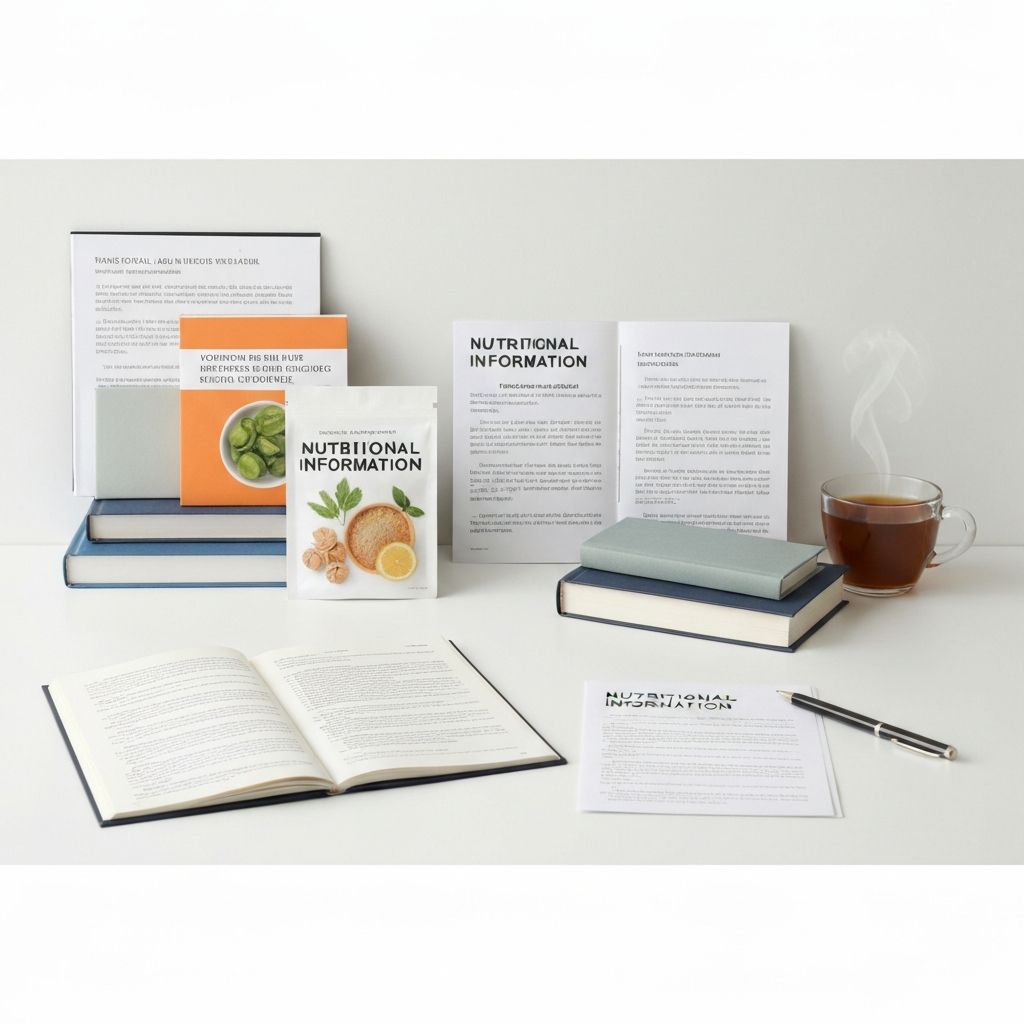 Educational materials and workspace with nutrition information